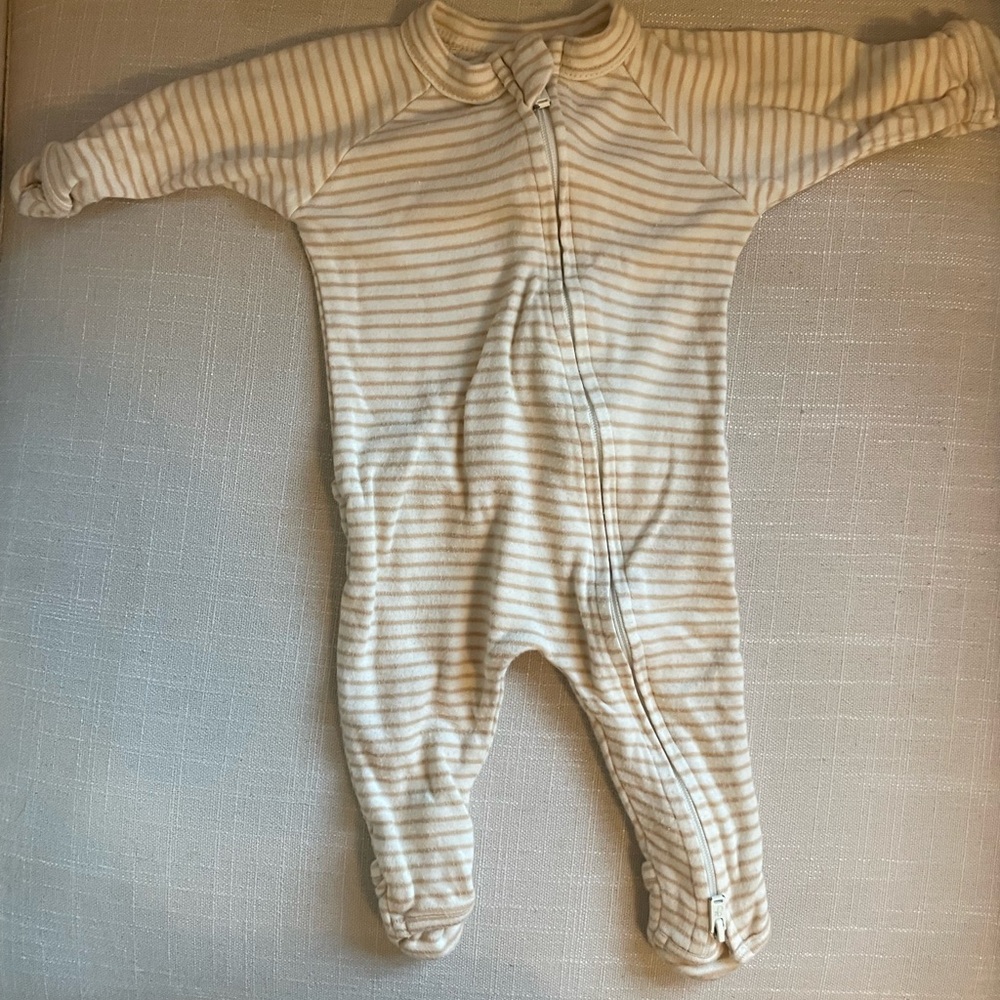 Cozy Cream and White Striped Footie